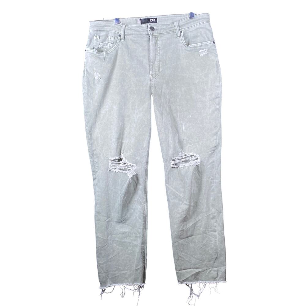 Kut From The Kloth Womens Jeans Green Rachael Fab AB Mom Distressed Raw Hems 16